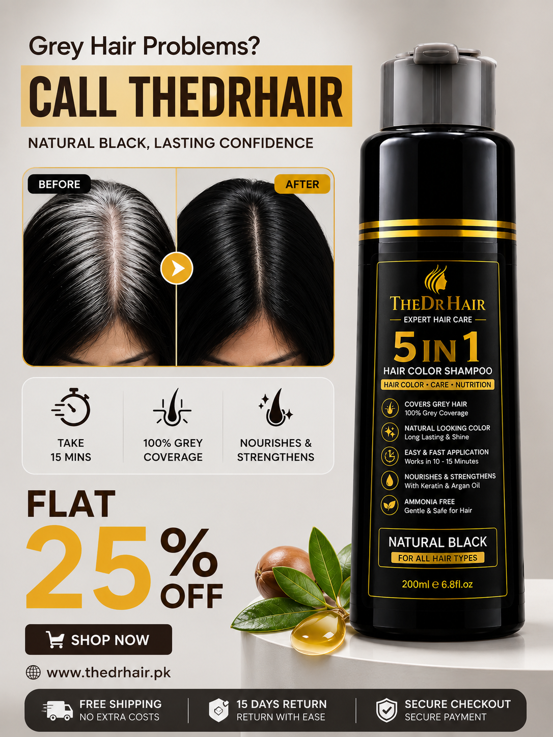 Cover Gray Hair in Just 10 Minutes | 5 IN 1 HAIR COLOR SHAMPOO