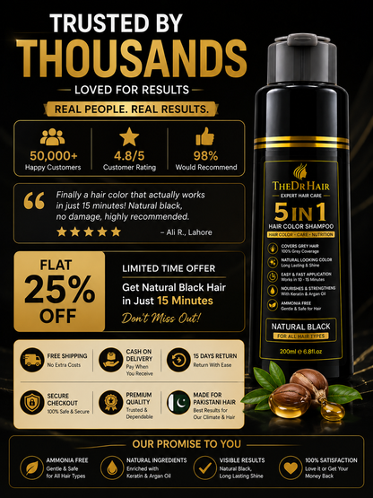 Cover Gray Hair in Just 10 Minutes | 5 IN 1 HAIR COLOR SHAMPOO